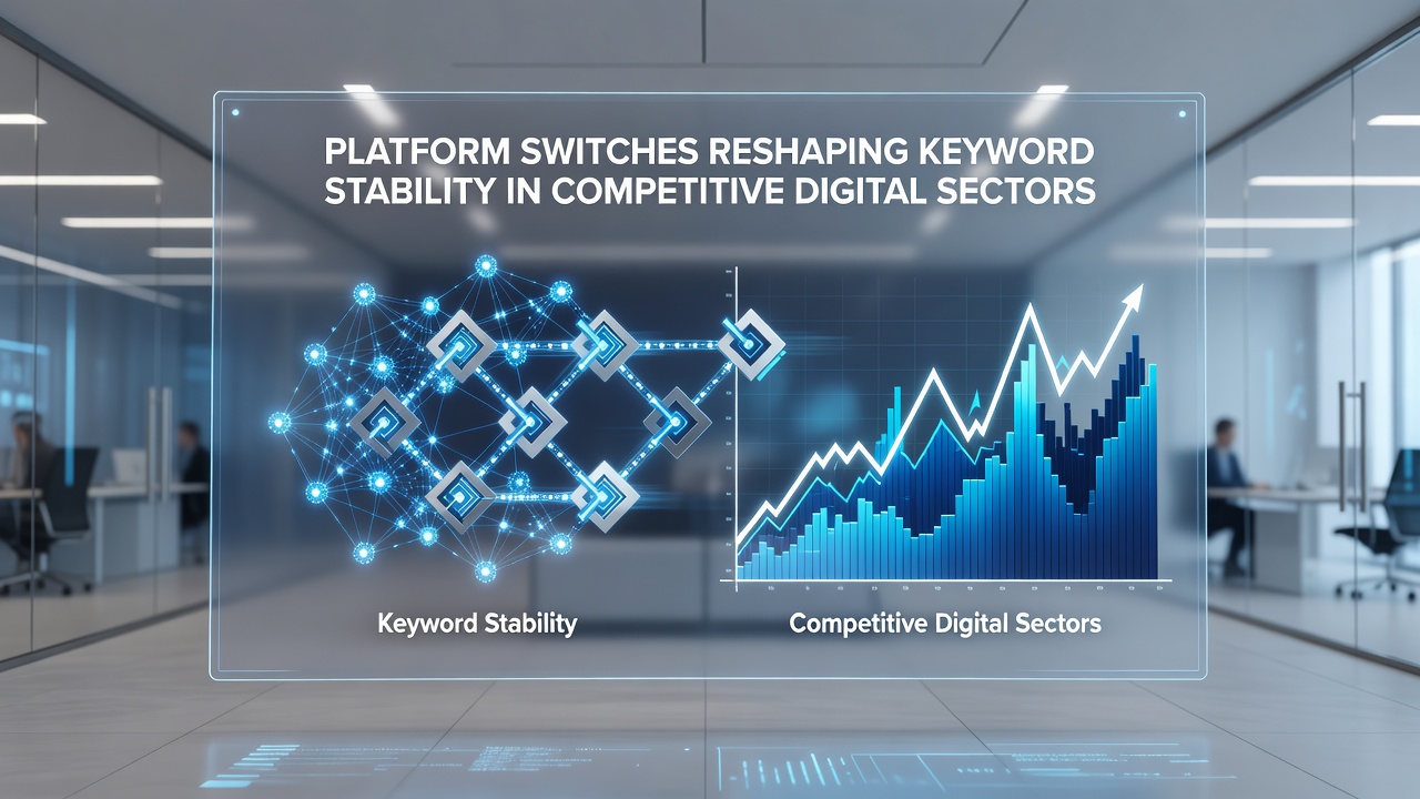 Data visualization showing keyword ranking fluctuations across competitive digital sectors after platform migration